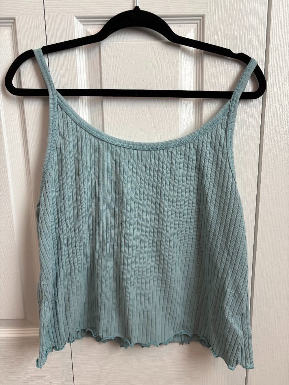 Old Navy Tight Ribbed Tank Scoop Neck Lettuce Edge Pale Blue